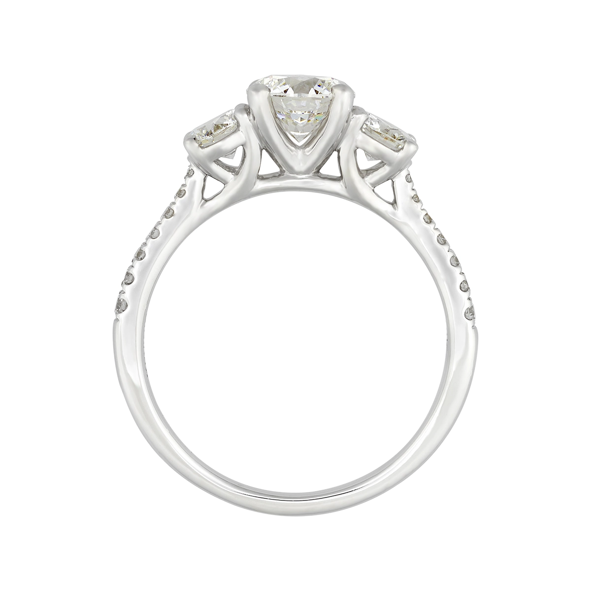 Anillo de compromiso con diamante de laboratorio central redondo IGI de 1.00ct y decoración en diamantes de laboratorio, oro tono blanco 18k, rodinado