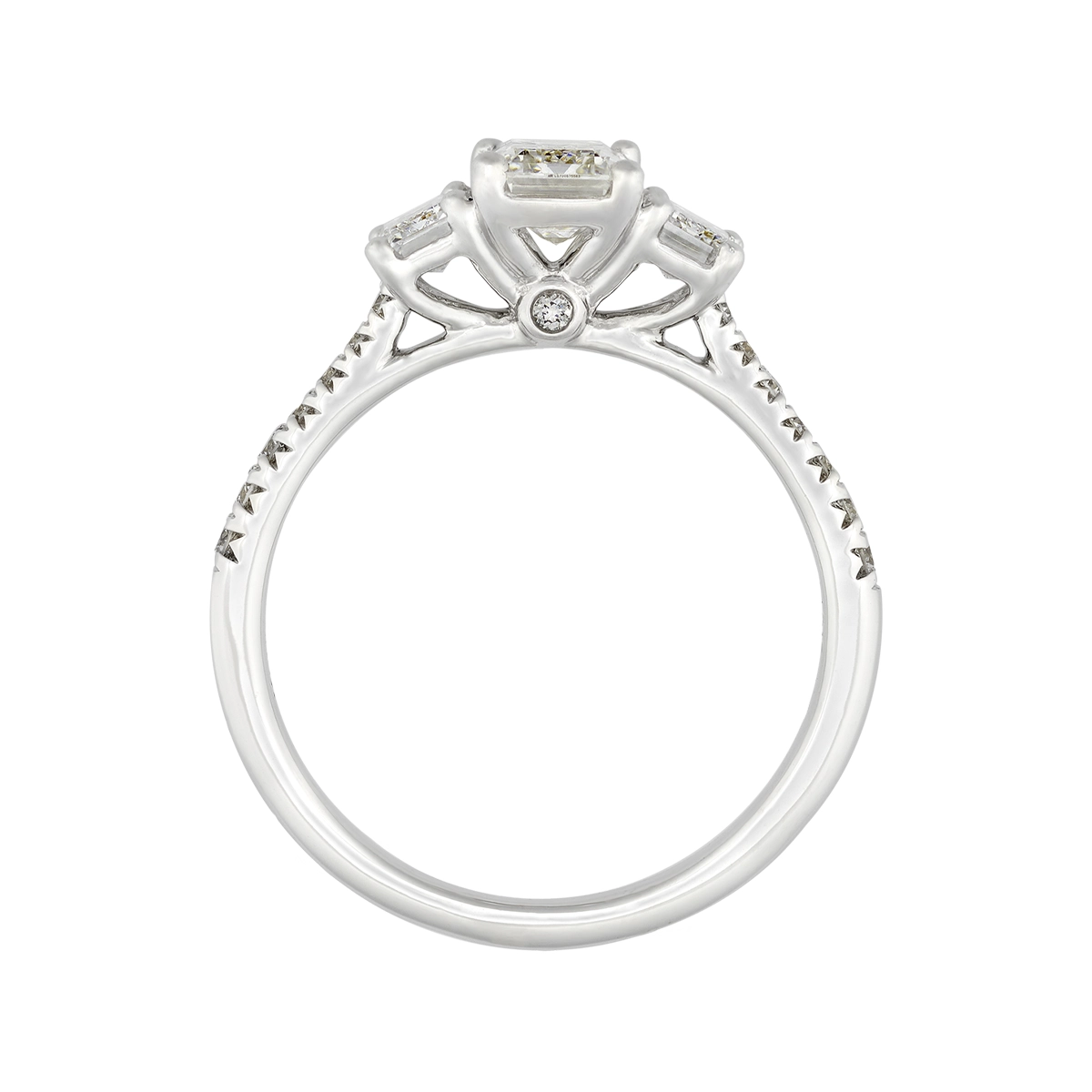 Anillo de compromiso con diamante de laboratorio central corte esmeralda IGI de 1.00ct y decoración en diamantes de laboratorio, oro tono blanco 18k, rodinado