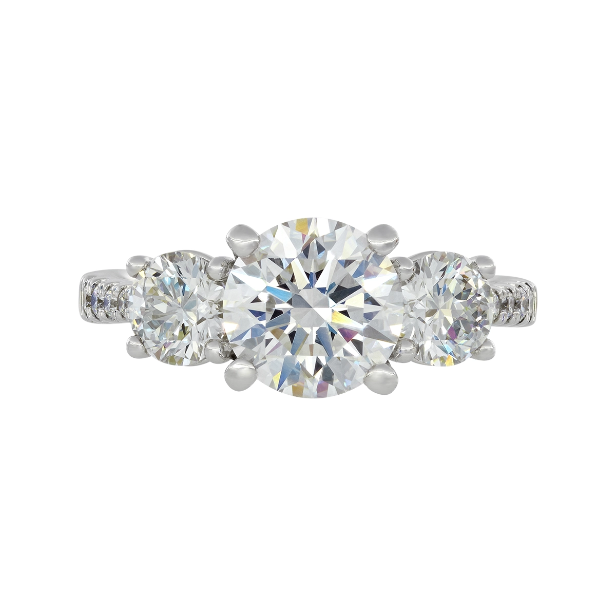Anillo de compromiso con diamante de laboratorio central redondo IGI de 2.00ct y decoración en diamantes de laboratorio, oro tono blanco 18k, rodinado