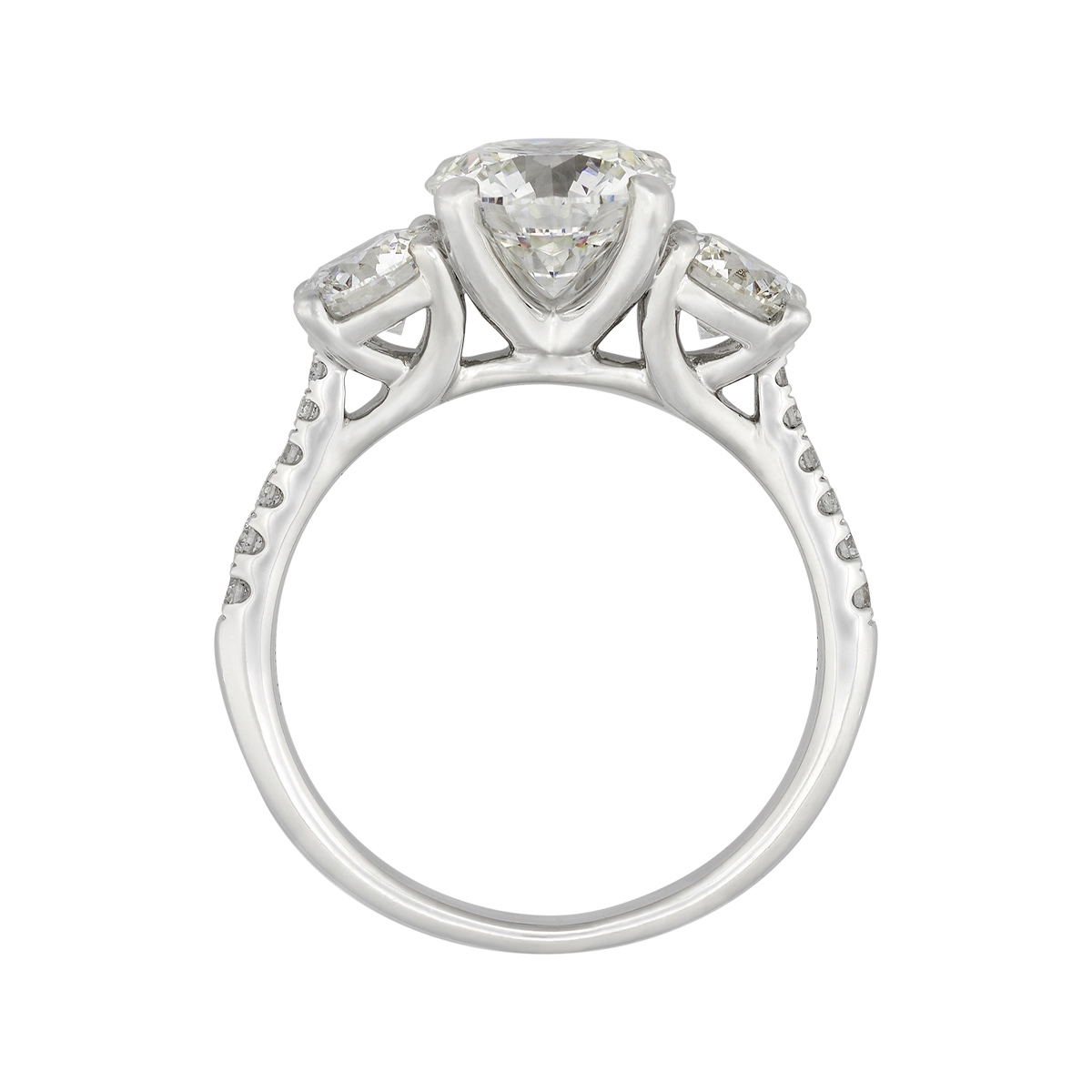 Anillo de compromiso con diamante de laboratorio central redondo IGI de 2.00ct y decoración en diamantes de laboratorio, oro tono blanco 18k, rodinado
