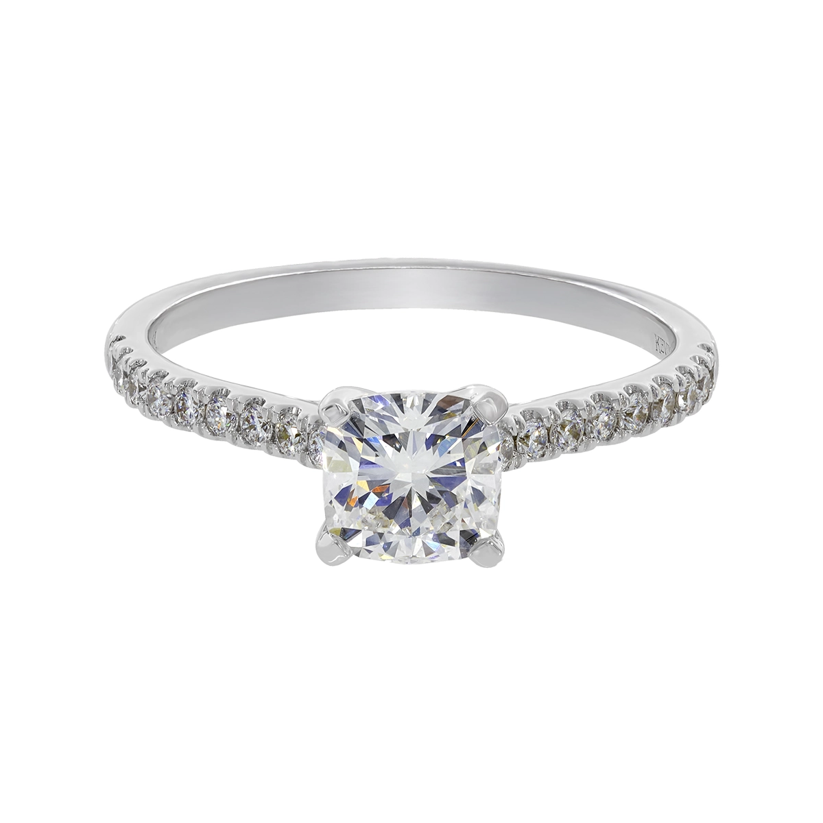 Anillo de compromiso con diamante de laboratorio central princess IGI de 1.00ct y decoración en diamantes de laboratorio, oro tono blanco 18k, rodinado