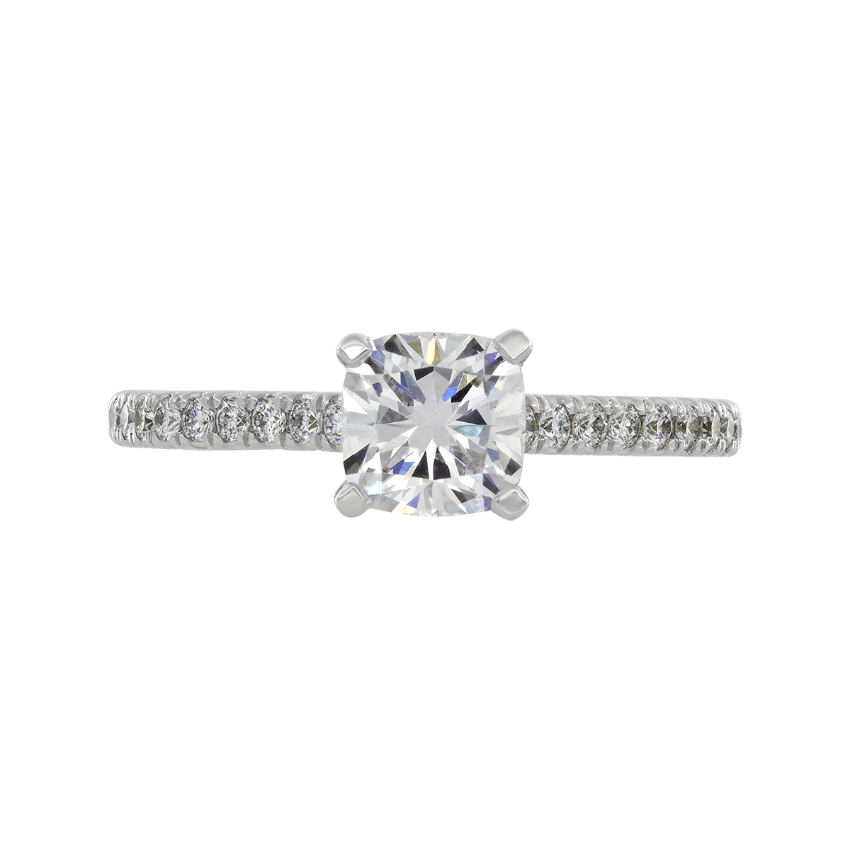 Anillo de compromiso con diamante de laboratorio central princess IGI de 1.00ct y decoración en diamantes de laboratorio, oro tono blanco 18k, rodinado