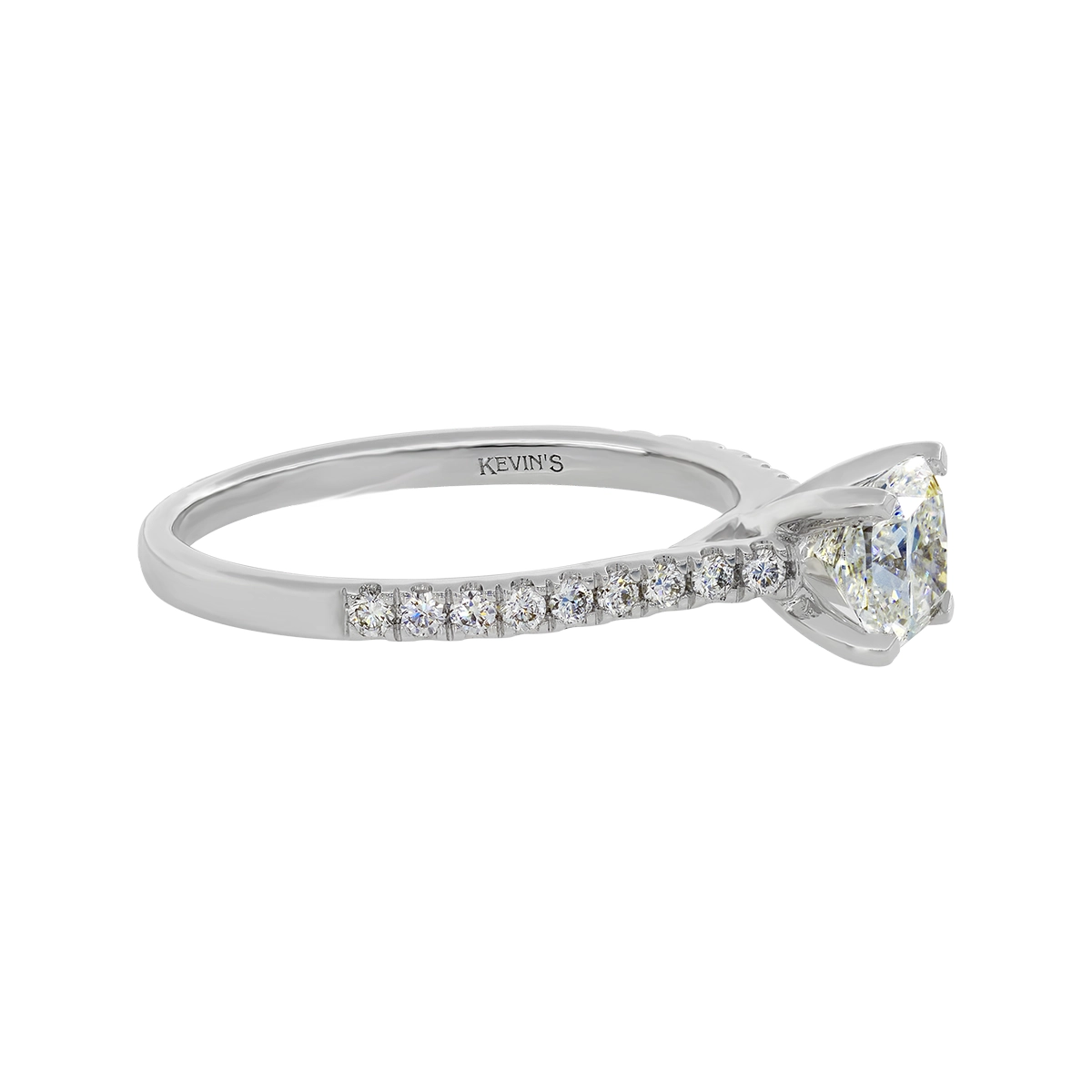 Anillo de compromiso con diamante de laboratorio central princess IGI de 1.00ct y decoración en diamantes de laboratorio, oro tono blanco 18k, rodinado