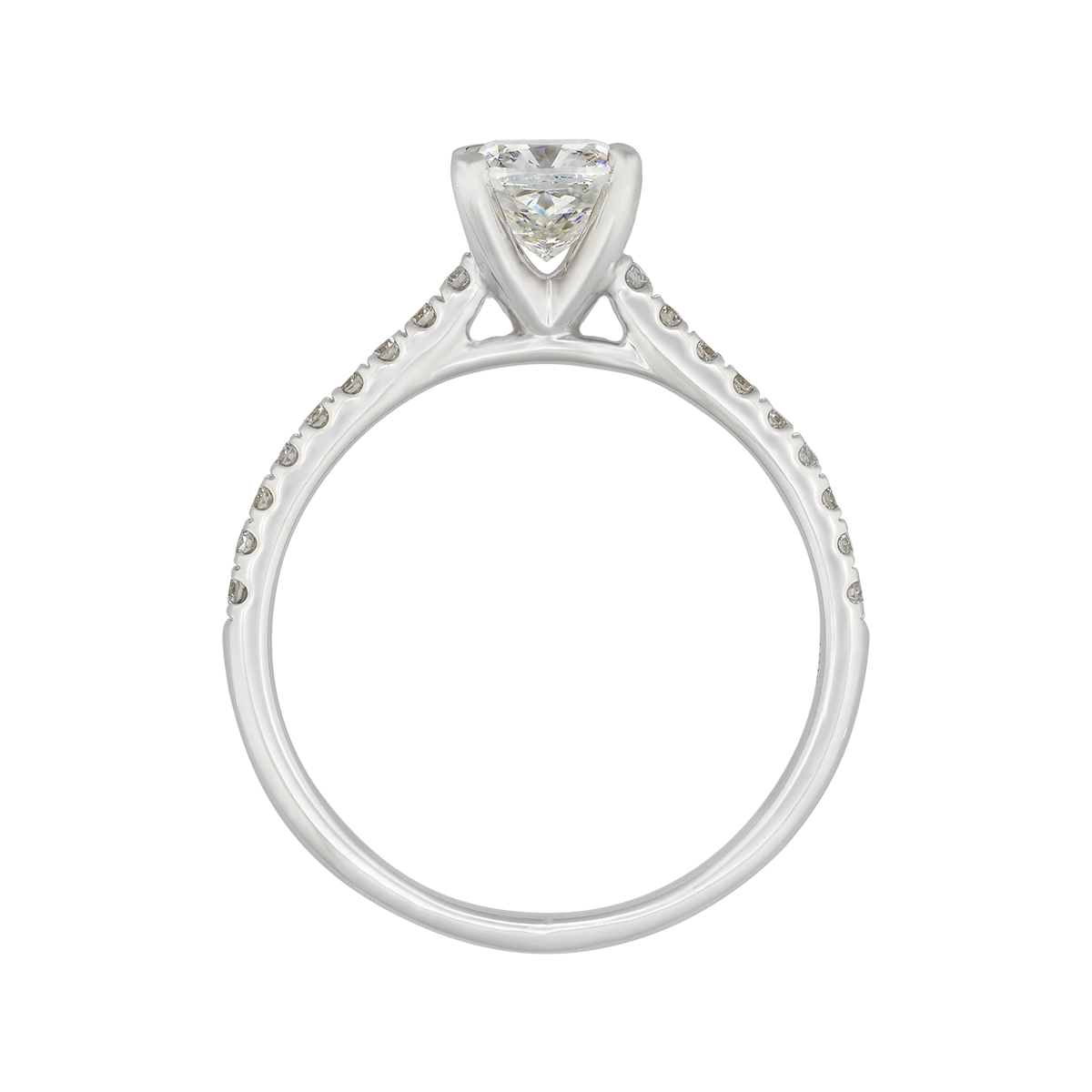 Anillo de compromiso con diamante de laboratorio central princess IGI de 1.00ct y decoración en diamantes de laboratorio, oro tono blanco 18k, rodinado