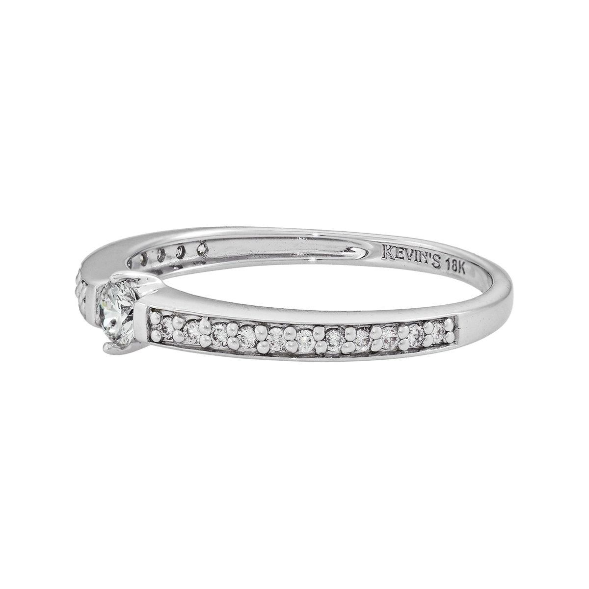 Anillo de compromiso con diamantes con un peso total de 0.22ct, oro tono blanco 18k, rodinado