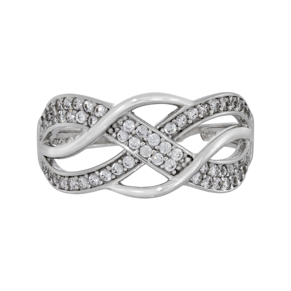 Anillo en oro blanco de 18 Kilates, con zircones