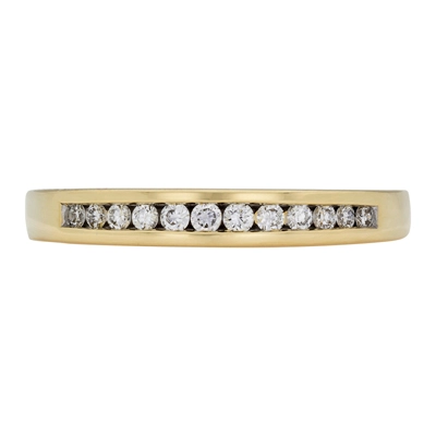 Argolla en oro amarillo de 18 Kilates, Cintillo, con diamantes de 0.14 Ct, 2.50 mm. de ancho
