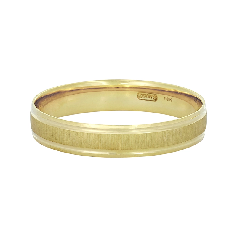 Argolla en oro amarillo de 18 Kilates satinado, Plana, 4 mm. de ancho