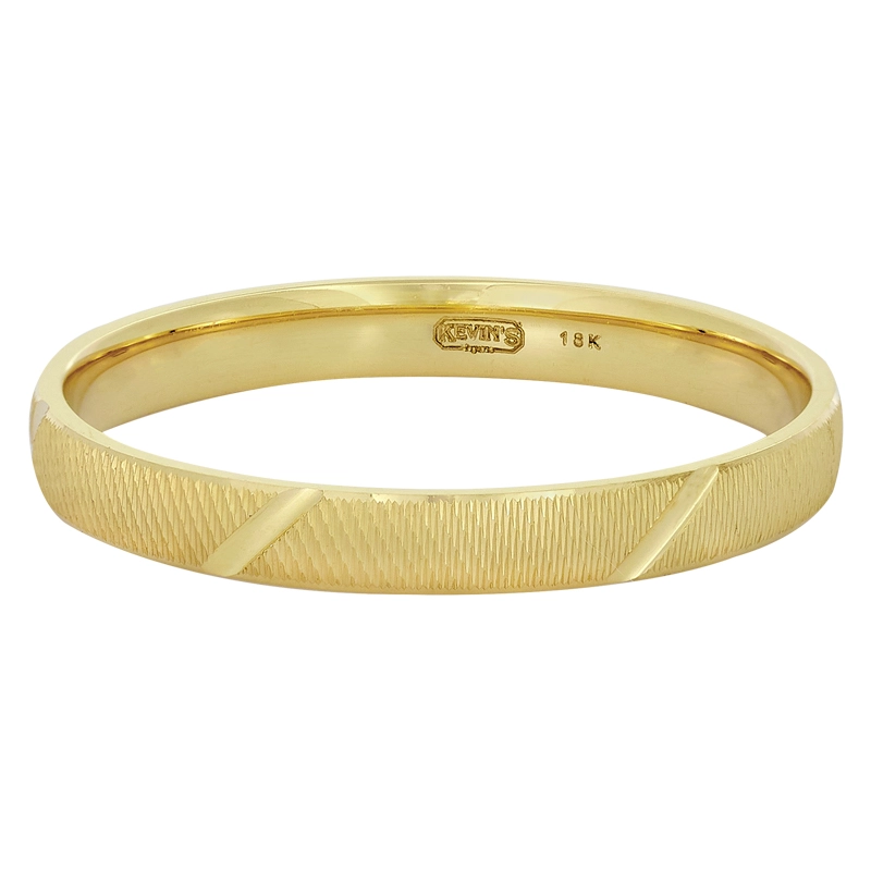 Argolla en oro amarillo de 18 Kilates con visos satinado, Plana, 3 mm. de ancho