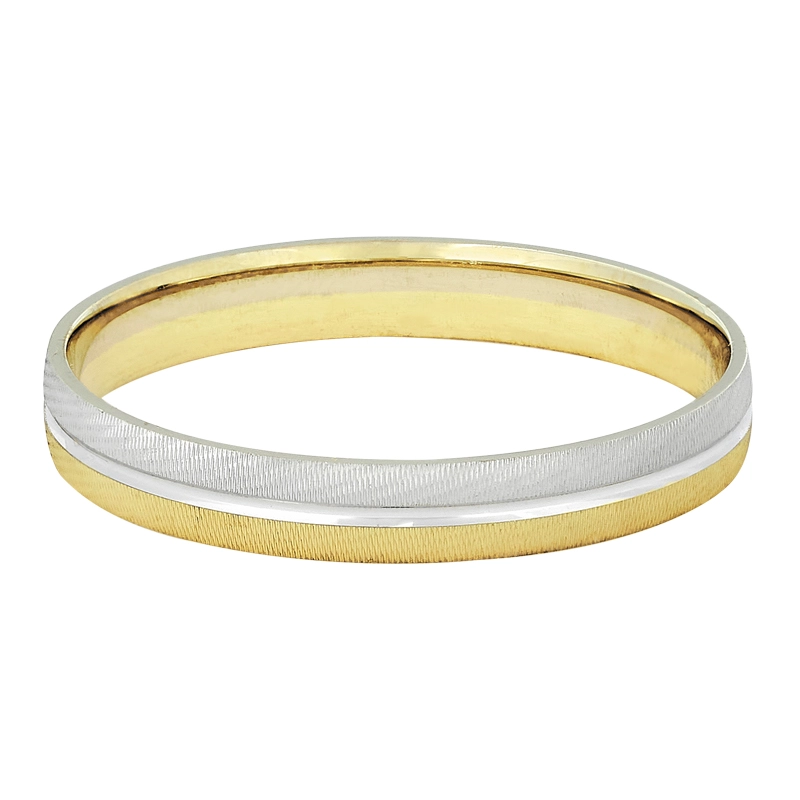 Argolla en oro amarillo de 18 Kilates con visos satinado, 1/2 caña, 3.50 mm. de ancho