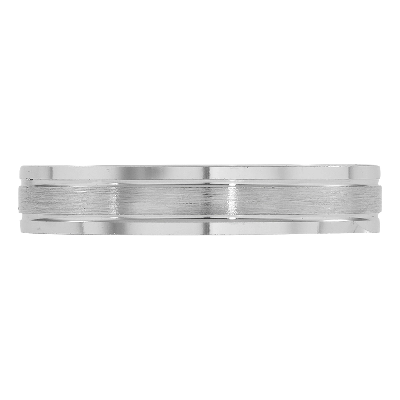 Argolla en oro blanco de 18 Kilates satinado, Plana, 4 mm. de ancho