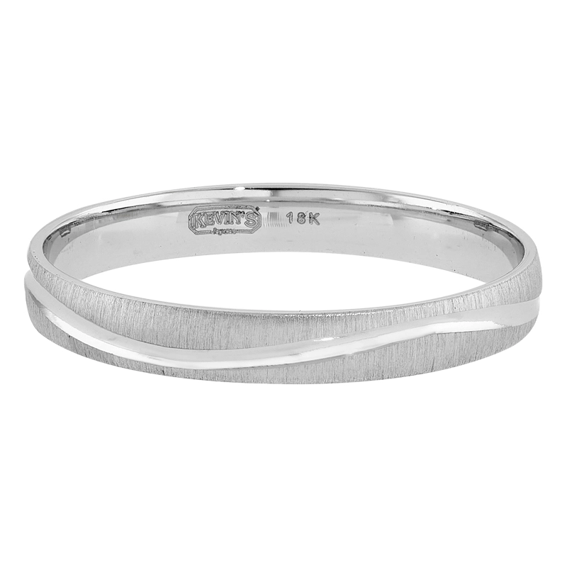 Argolla en oro blanco de 18 Kilates satinado, Plana, 3 mm. de ancho