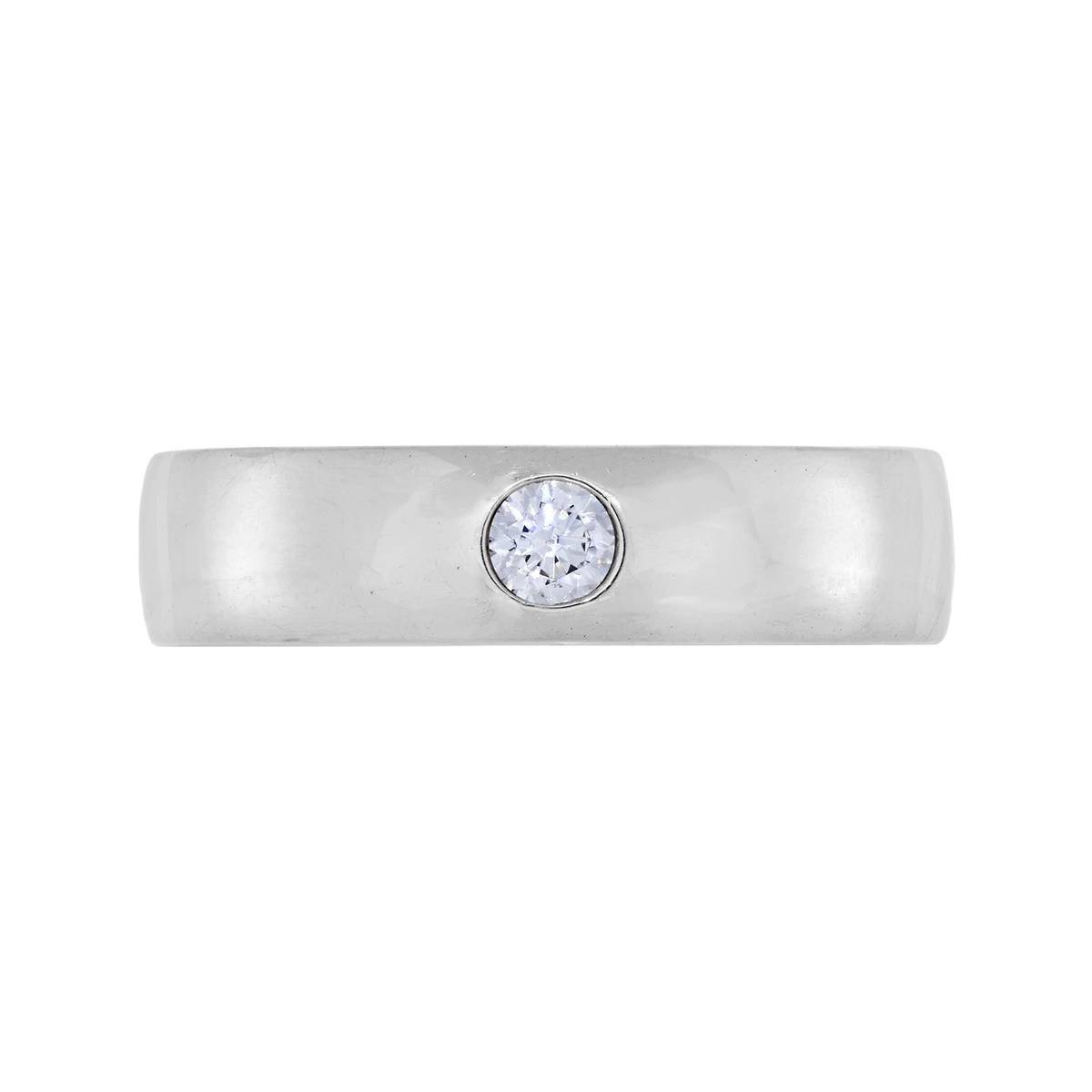 Argolla en plata Ley 925, Plana, con zircón central, 4.50 mm. de ancho, de la coleccion Sueños