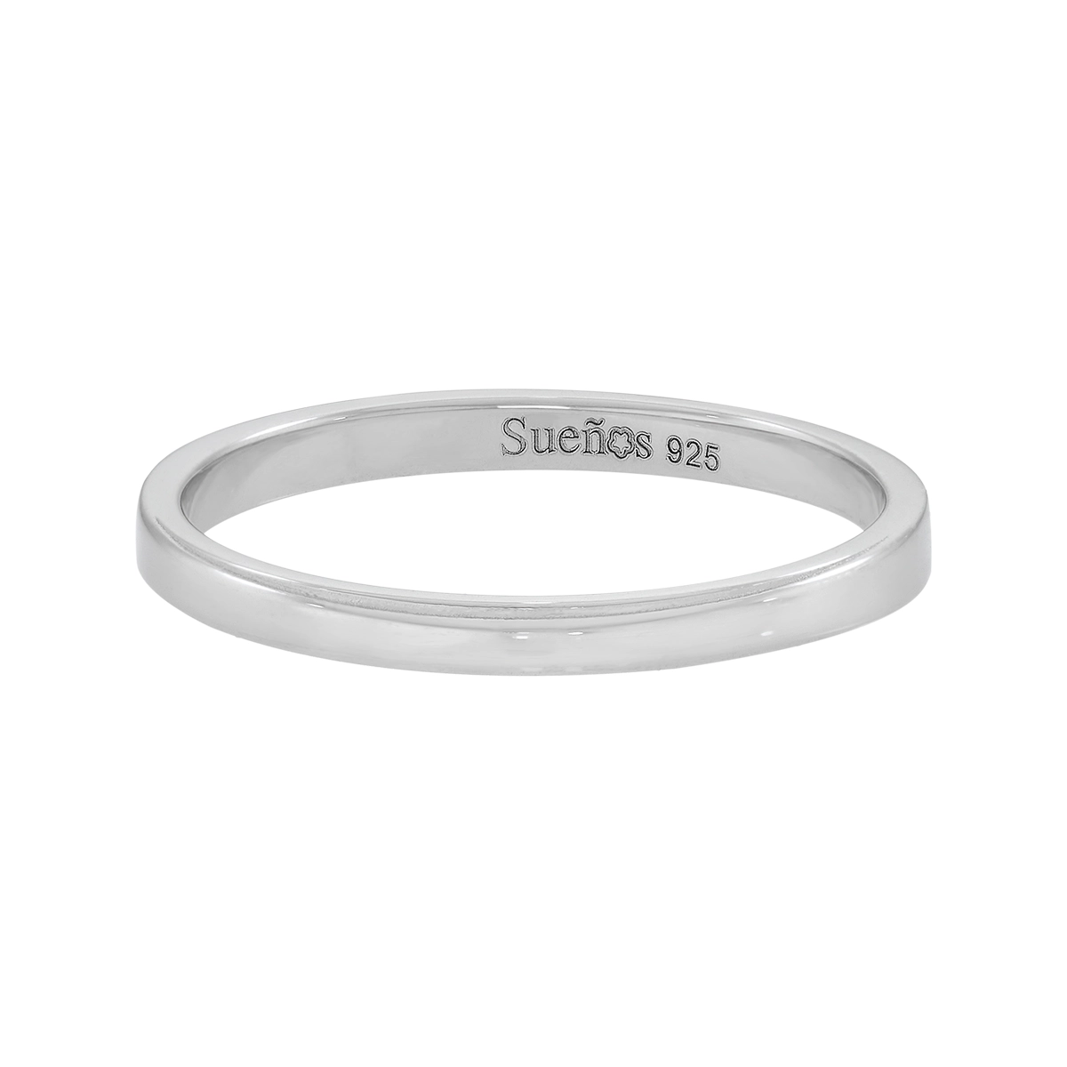 Argolla en plata Ley 925 diamantado, Plana, 2.50 mm. de ancho, de la coleccion Sueños