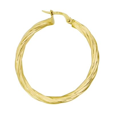 Candongas en oro amarillo de 18 Kilates, Melcocha, 3 mm. de ancho