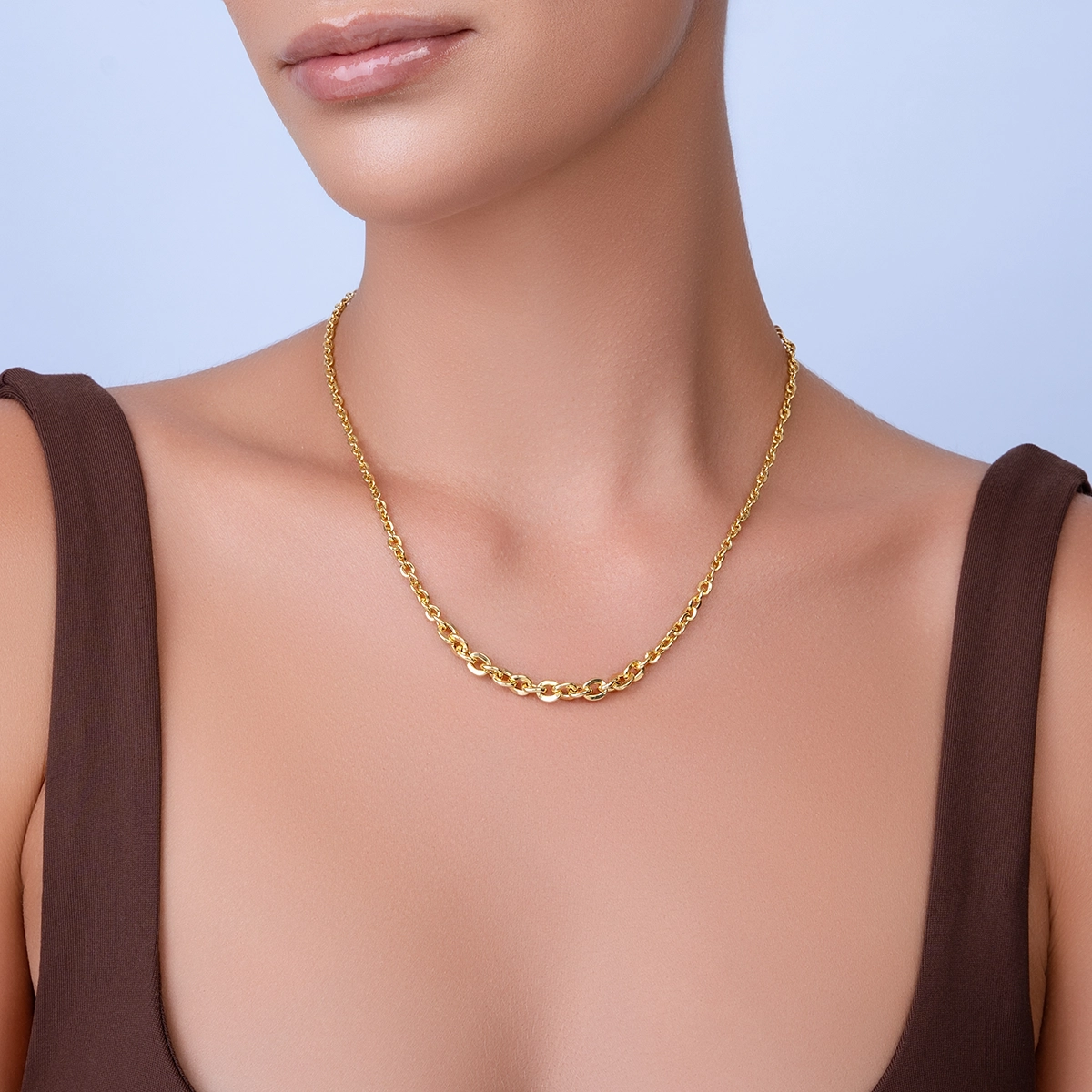 Gargantilla en oro amarillo de 18 Kilates, Grumette, 45 cm. de largo, 3 mm. de ancho