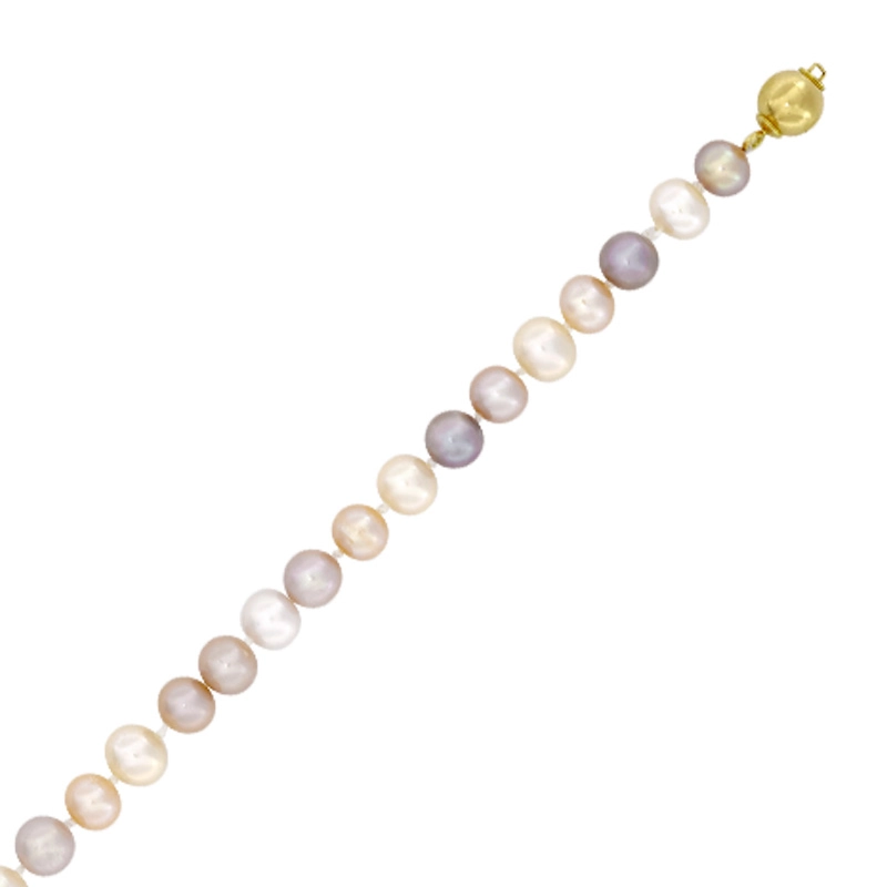 Pulsera con perlas de 7 mm de ancho aprox con broche en oro amarillo de 18 Kilates, 19 cm. de largo