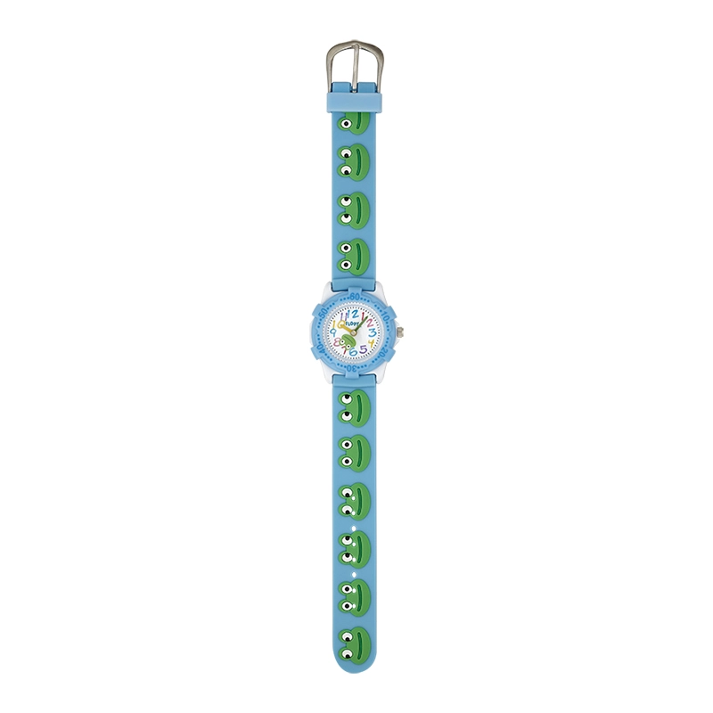 Reloj Flopy analogo, para Niño(a), tablero redondo color blanco, estilo arabigos, pulso silicona color azul