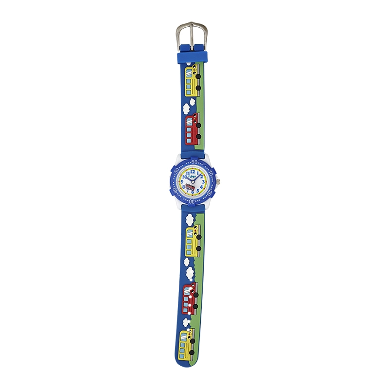 Reloj Flopy analogo, para Niño(a), tablero redondo colores blanco y azul, estilo arabigos, pulso silicona color azul