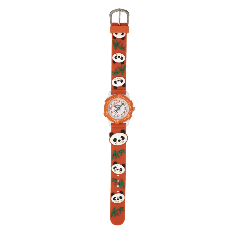 Reloj Flopy analogo, para Niño(a), tablero redondo color blanco, estilo arabigos, pulso silicona color naranja