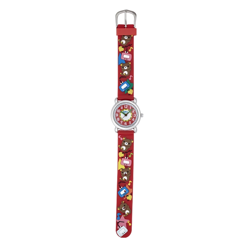 Reloj Flopy analogo, para Niño(a), tablero redondo colores blanco y rojo, estilo arabigos, pulso plastico color rojo