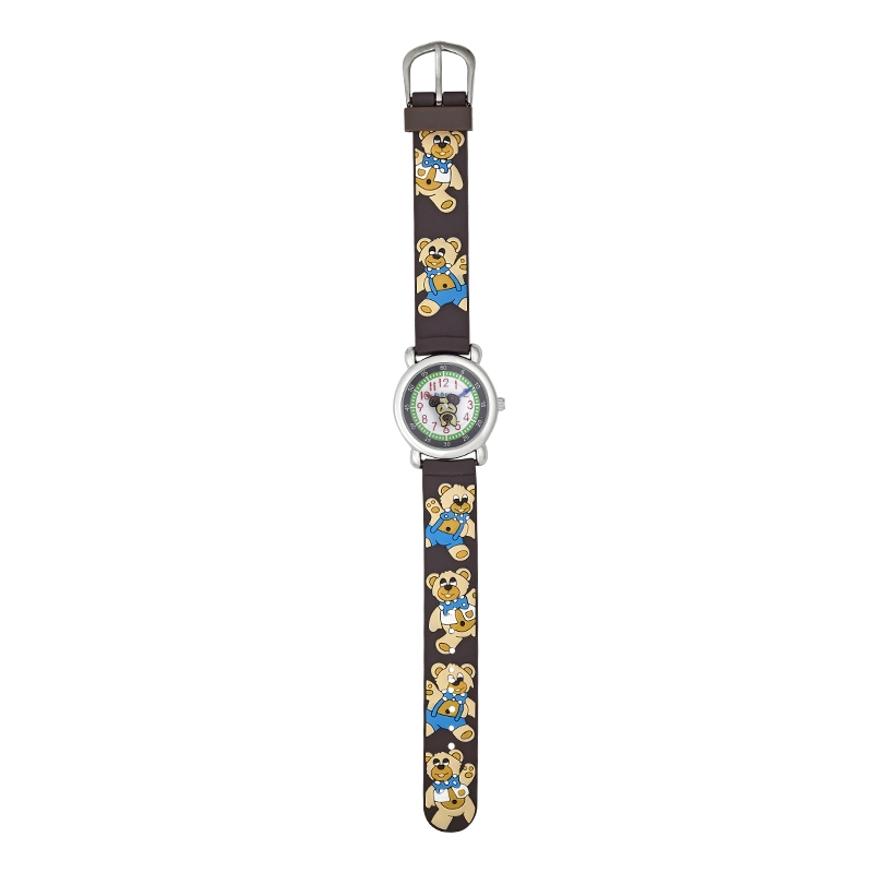 Reloj Flopy analogo, para Niño(a), tablero redondo color blanco, estilo arabigos, pulso silicona color negro