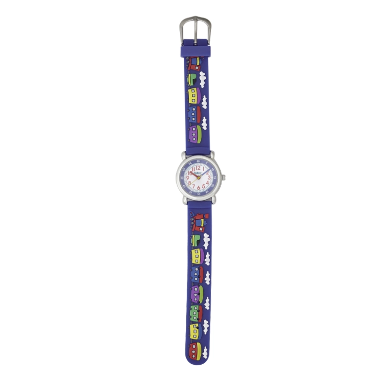 Reloj Flopy analogo, para Niño(a), tablero redondo colores blanco, azul, rojo y azul, estilo arabigos, pulso silicona color azul