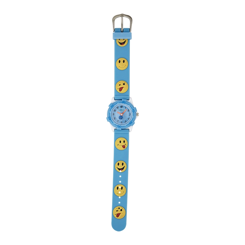 Reloj Flopy analogo, para Niño(a), tablero redondo color azul, estilo arabigos, pulso silicona color azul