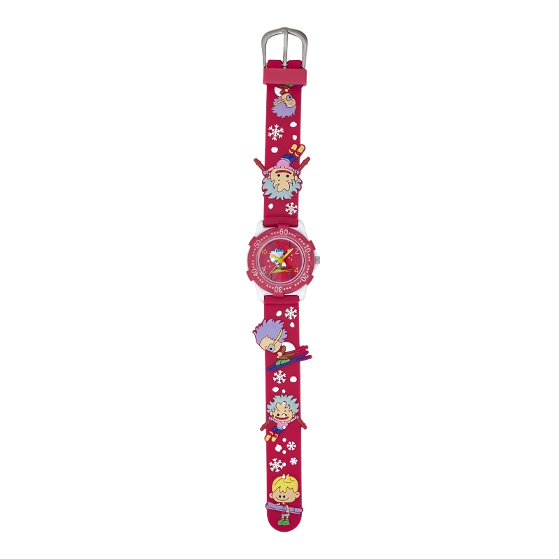 Reloj Flopy analogo, para Niño(a), tablero redondo color rojo, estilo arabigos, pulso silicona color rojo