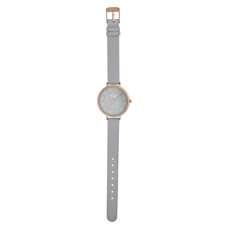 Reloj Jeans análogo, para Dama, tablero redondo color gris, estilo index, pulso cuero sintético color gris