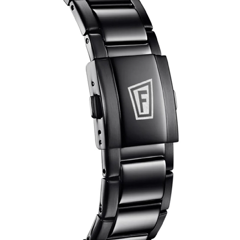 Reloj Festina analogo, para Hombre, tablero redondo color negro, estilo index, pulso acero color negro, calendario, cronografo