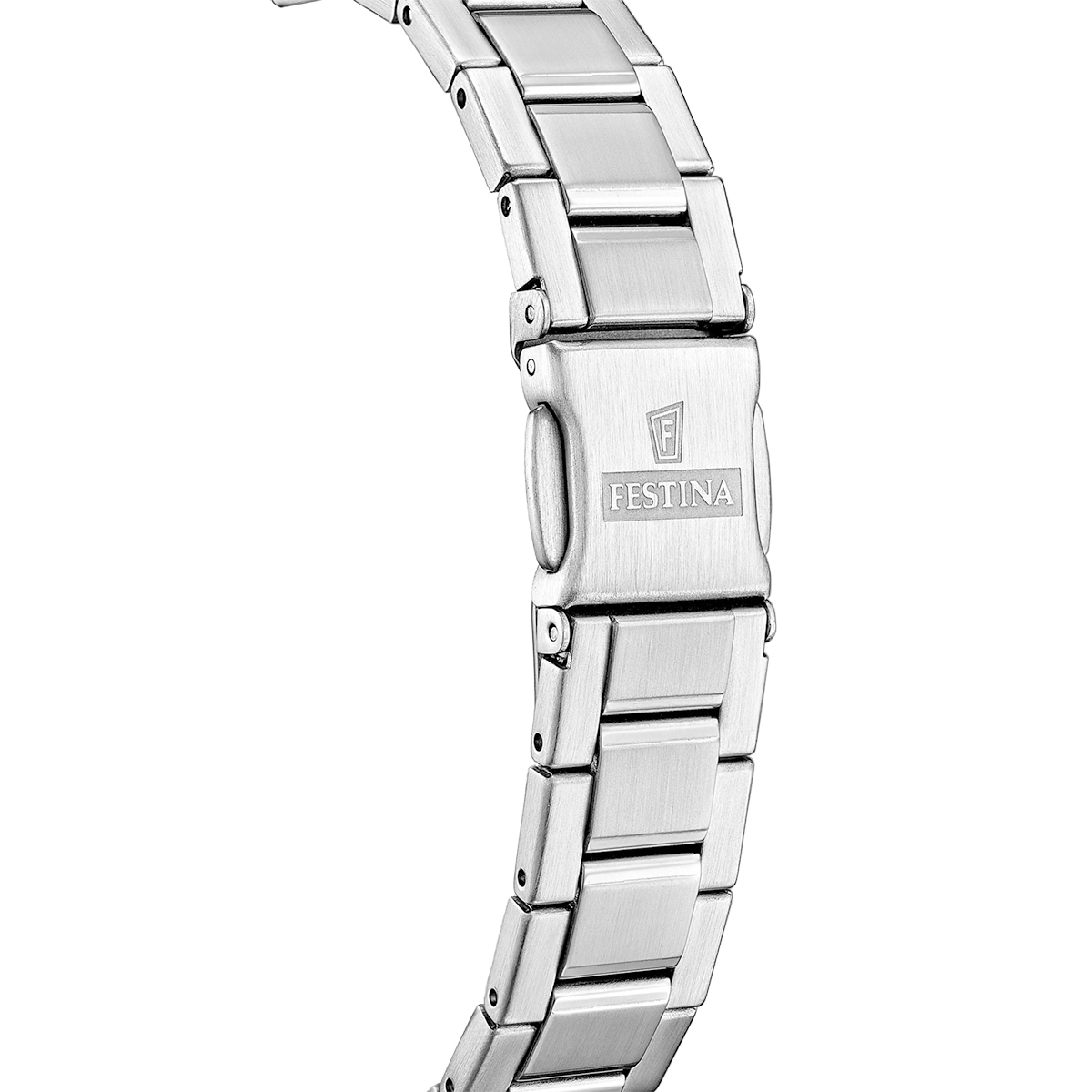 Reloj Festina análogo, para Dama, tablero redondo color azul, estilo puntos, pulso acero color plateado, calendario