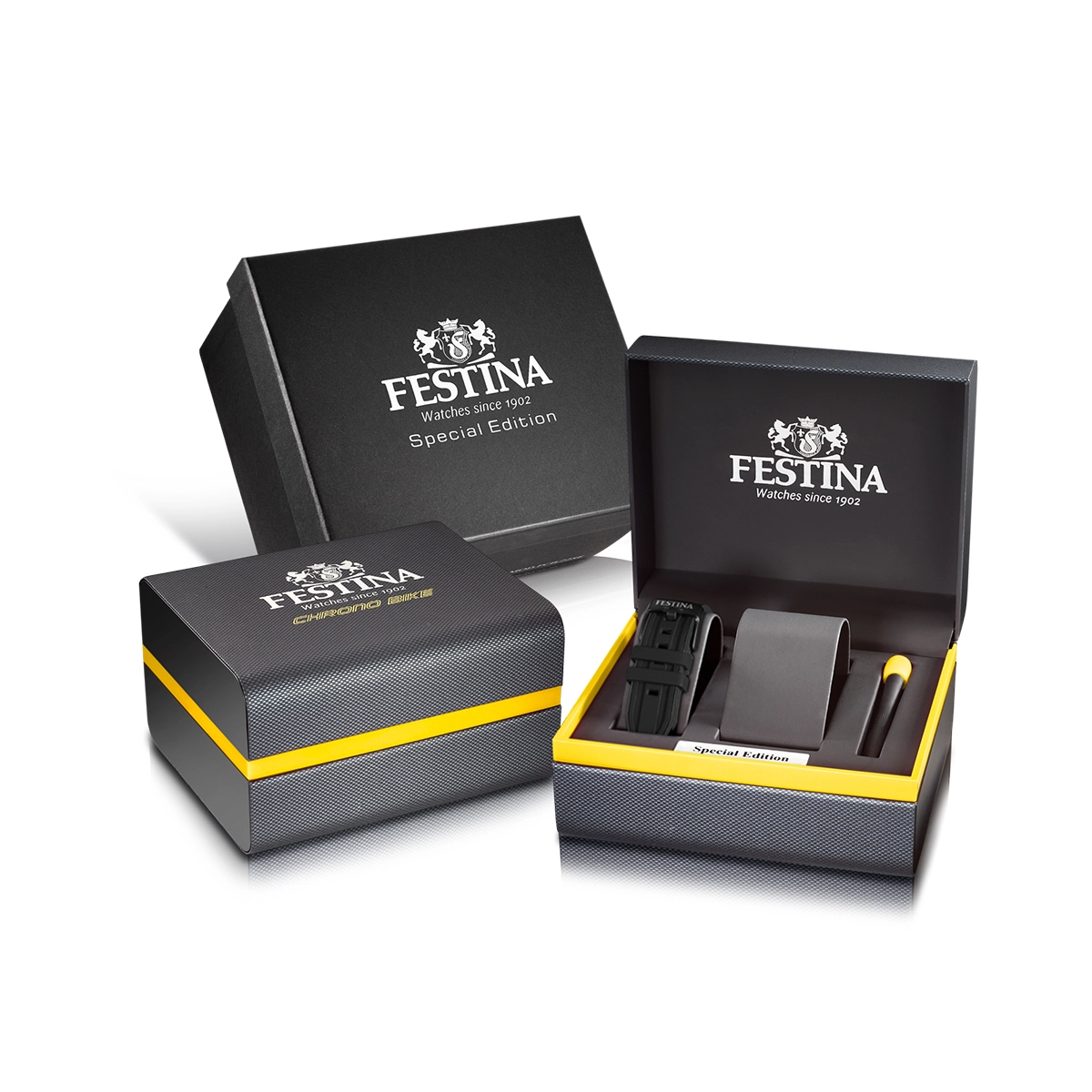 Reloj Festina analogo, para Hombre, tablero redondo color café, estilo index, pulso acero colores café y negro, calendario, cronografo