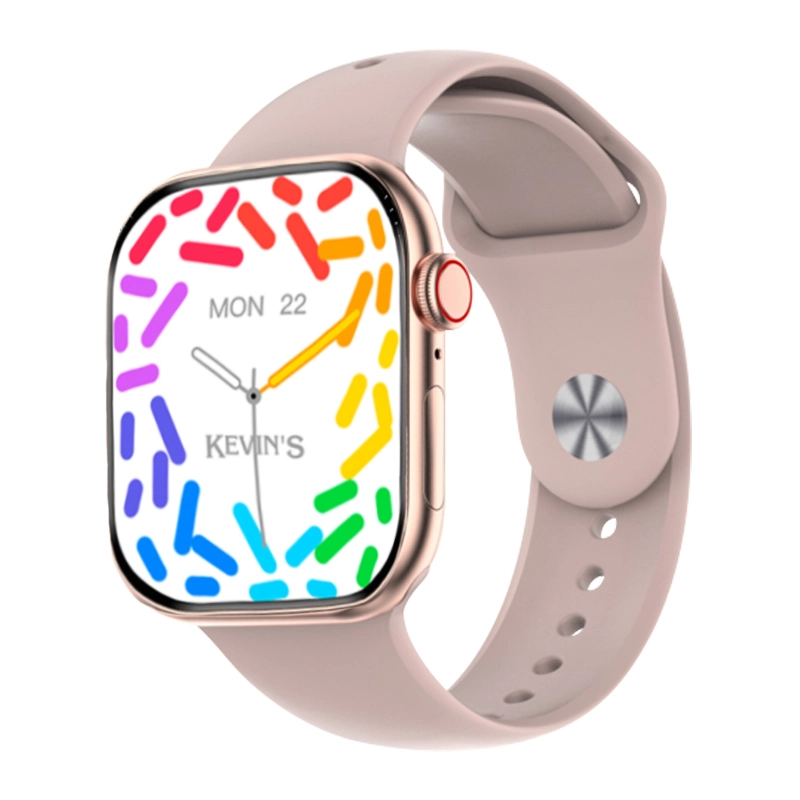 Reloj Kevins digital, para Dama, tablero rectangular color plateado, estilo sin numeros, pulso silicona color rosado