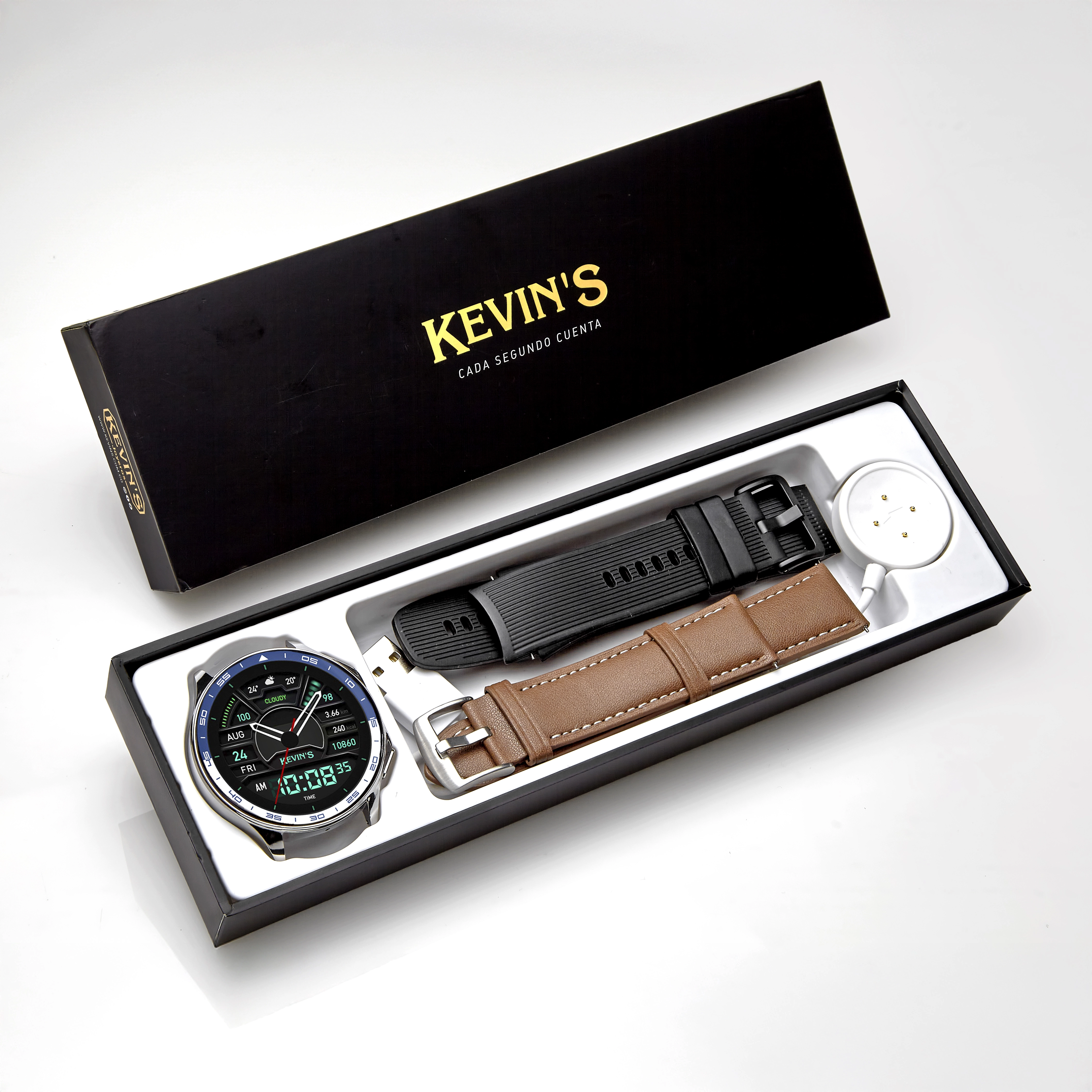 Reloj Kevins digital, para Hombre, tablero redondo color negro, estilo sin numeros, pulso silicona color negro