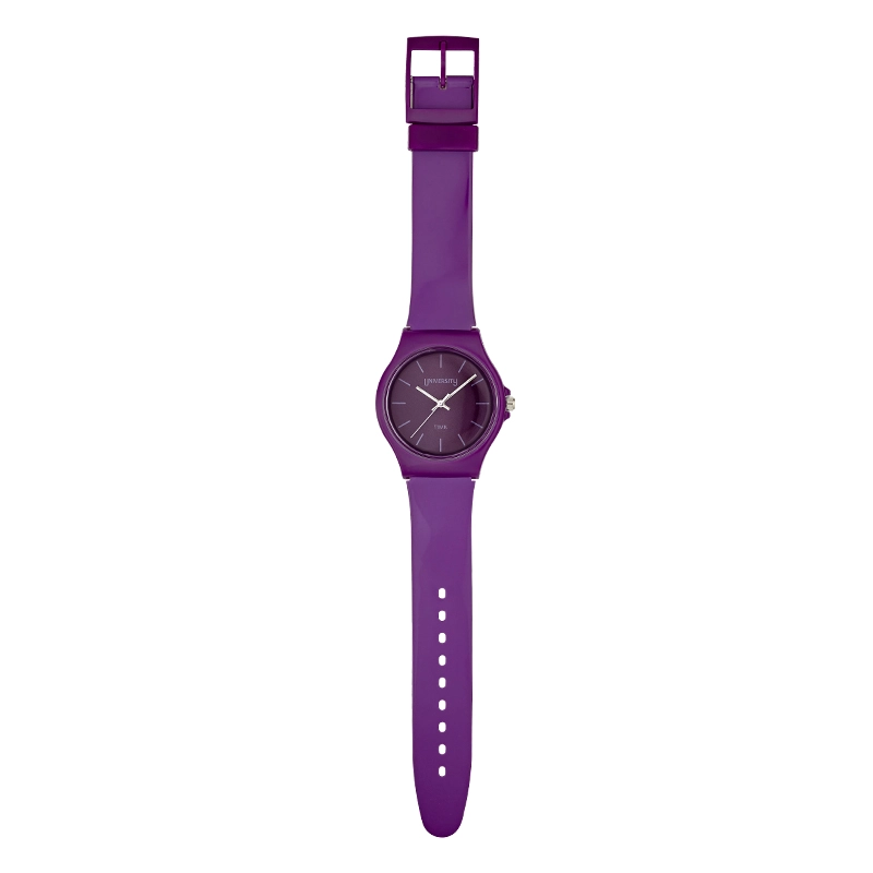 Reloj Reloj university analogo, para Mujer niña, tablero redondo color morado, estilo index, pulso plastico color morado