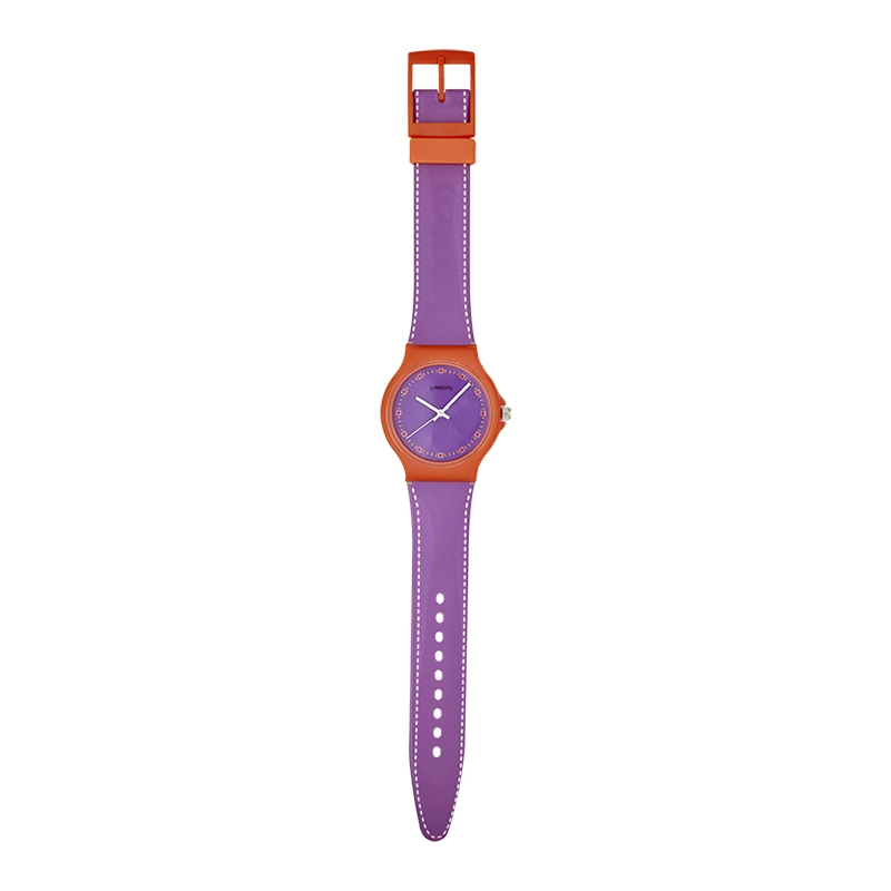 Reloj Reloj university analogo, para Mujer niña, tablero redondo color morado, estilo puntos, pulso plastico color morado