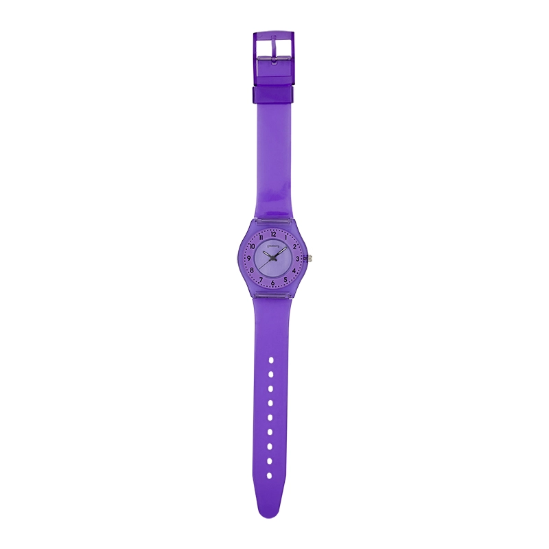 Reloj Reloj university analogo, para Mujer niña, tablero redondo color morado, estilo arabigos, pulso plastico color morado