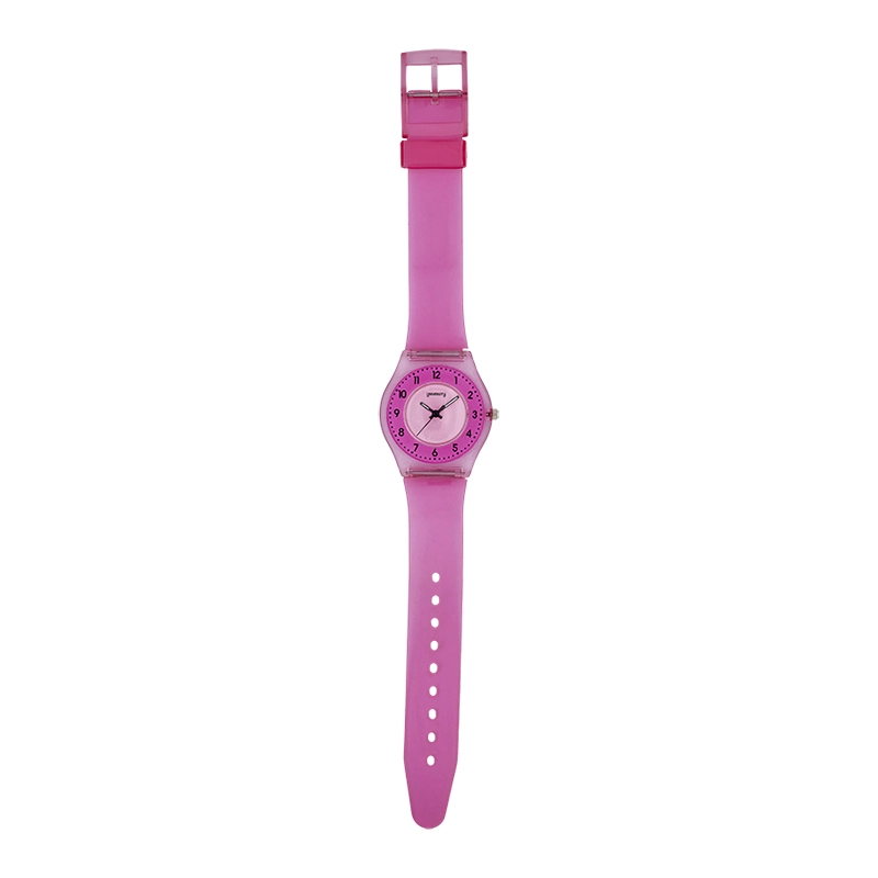 Reloj Reloj university analogo, para Mujer niña, tablero redondo color fucsia, estilo arabigos, pulso plastico color fucsia