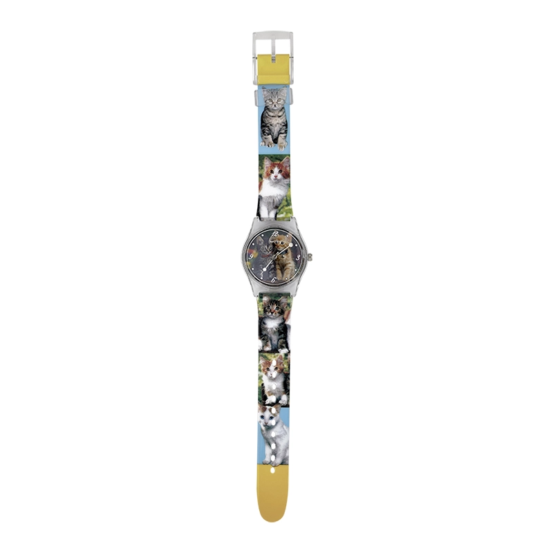 Reloj Reloj university analogo, para Mujer niña, tablero redondo colores gris y café, estilo puntos + arabigo, pulso plastico color verde