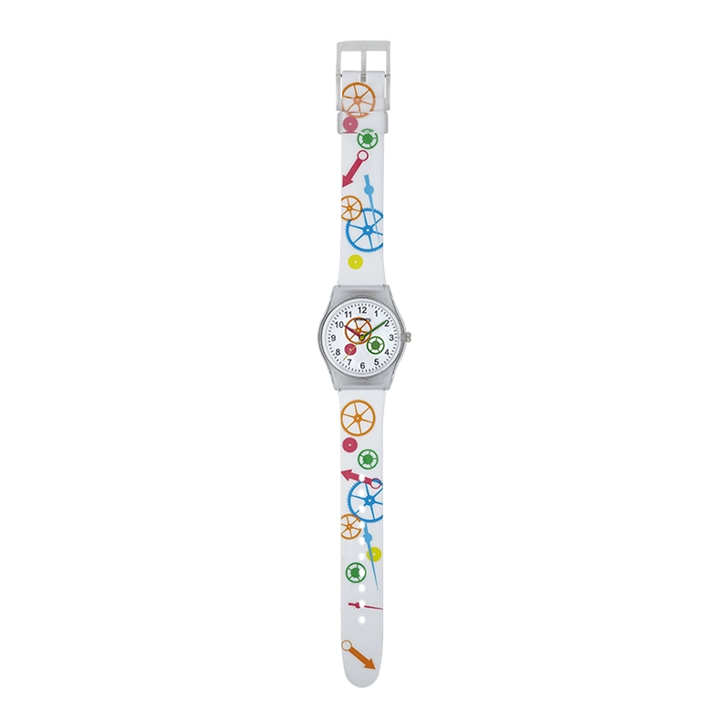 Reloj Reloj university analogo, para Mujer niña, tablero redondo color blanco, estilo arabigos, pulso plastico color blanco