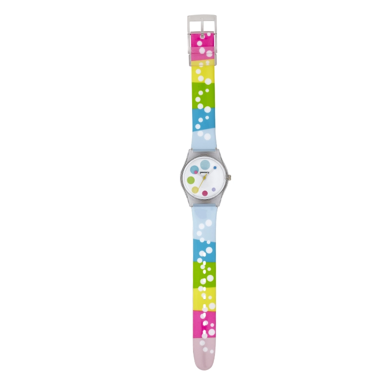 Reloj Reloj university analogo, para Dama, tablero redondo color blanco, estilo puntos, pulso plastico color azul