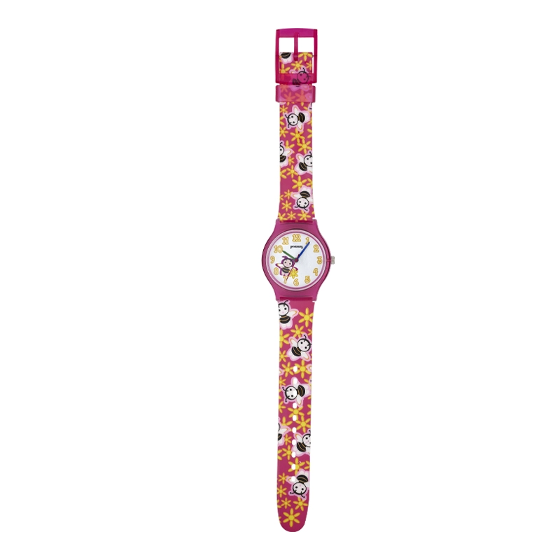 Reloj Reloj university analogo, para Niño(a), tablero redondo color blanco, estilo arabigos, pulso plastico color fucsia