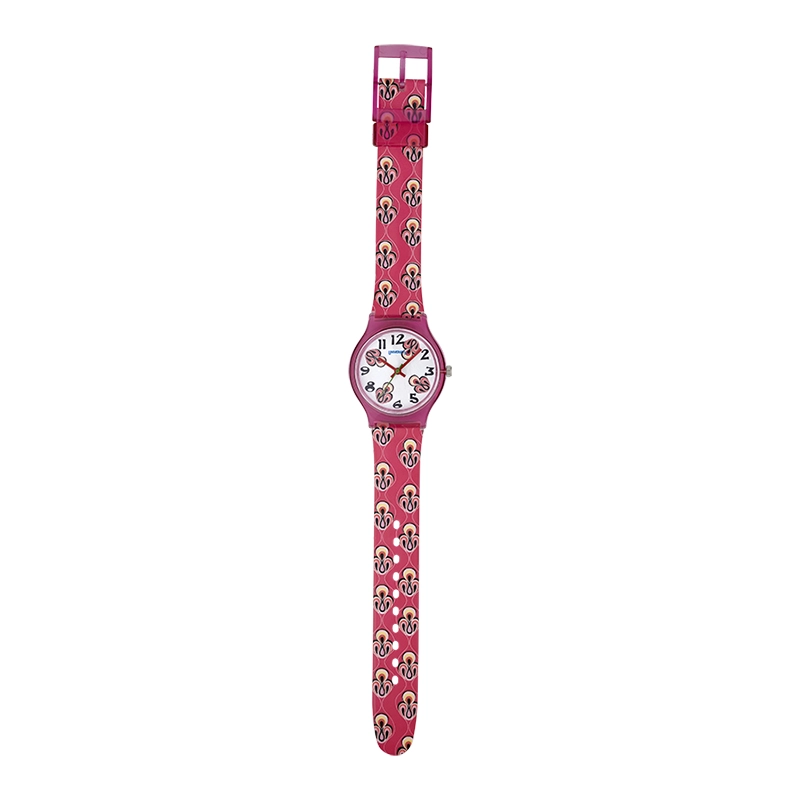 Reloj Reloj university analogo, para Mujer niña, tablero redondo color blanco, estilo arabigos, pulso plastico color fucsia