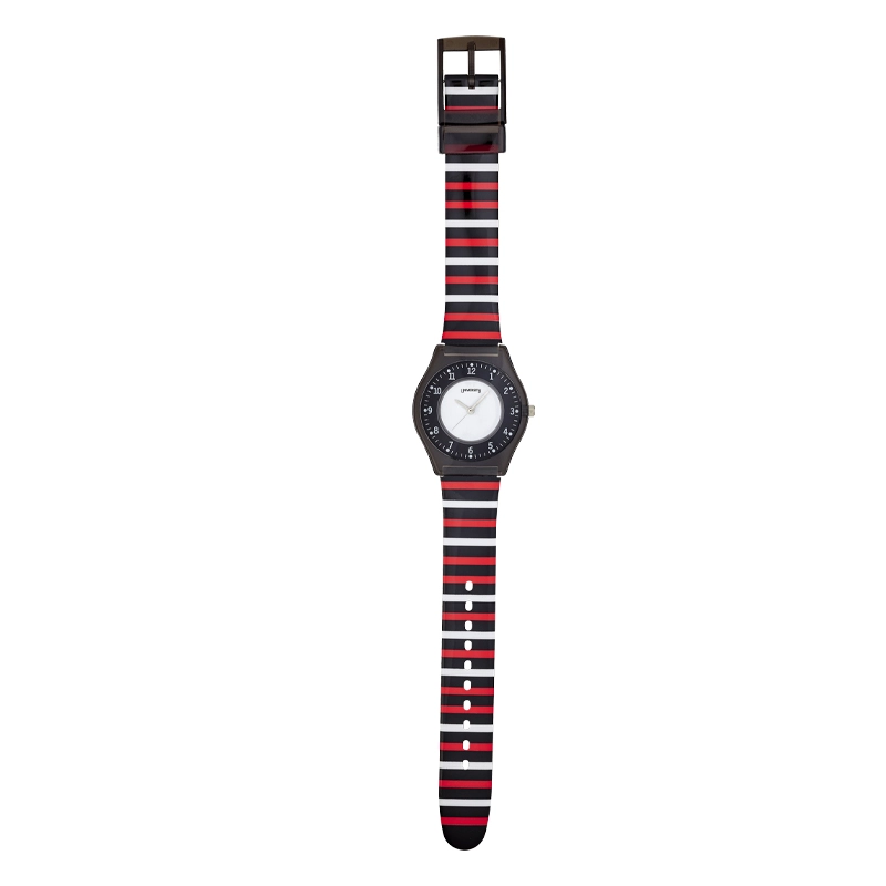 Reloj Reloj university analogo, para Mujer niña, tablero redondo colores blanco y negro, estilo arabigos, pulso plastico color negro
