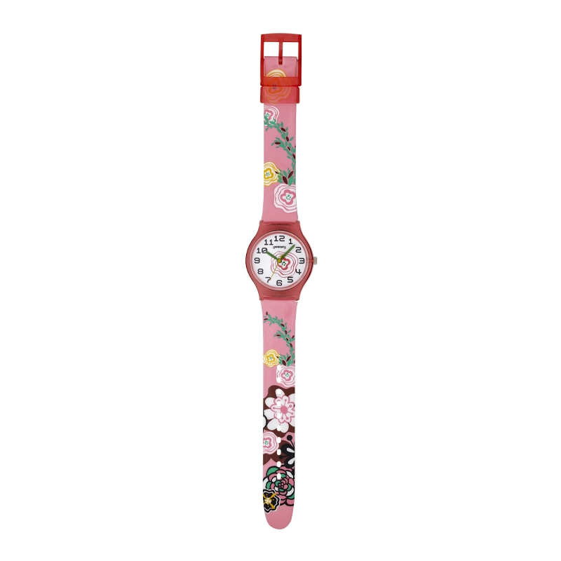 Reloj Reloj university analogo, para Mujer niña, tablero redondo color blanco, estilo arabigos, pulso plastico color rosado