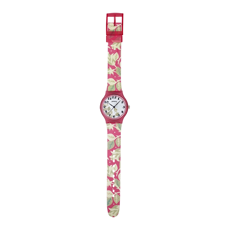 Reloj Reloj university analogo, para Mujer niña, tablero redondo color blanco, estilo arabigos, pulso plastico colores rosa y rosado