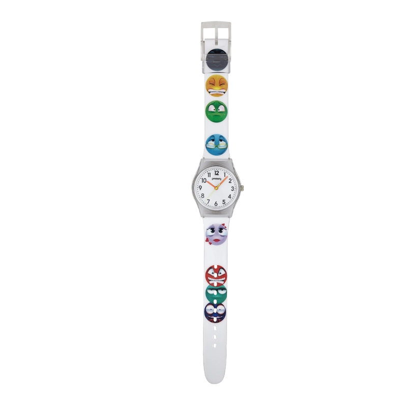 Reloj Reloj university analogo, Unisex, tablero redondo color blanco, estilo arabigos, pulso plastico color blanco