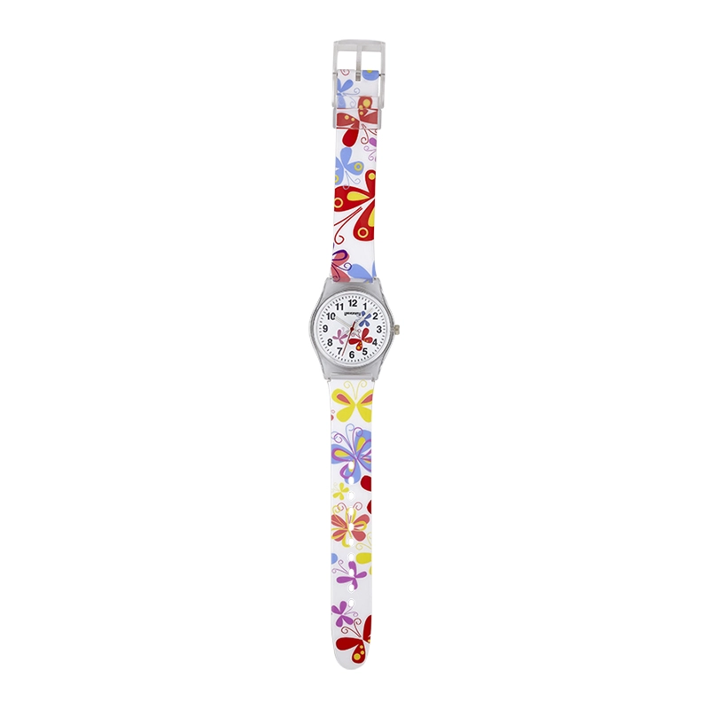 Reloj Reloj university analogo, para Mujer niña, tablero redondo color blanco, estilo arabigos, pulso plastico color blanco