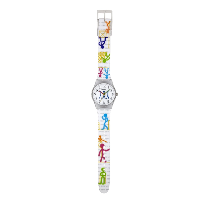 Reloj Reloj university analogo, Unisex, tablero redondo colores blanco, negro y azul, estilo arabigos, pulso plastico color blanco
